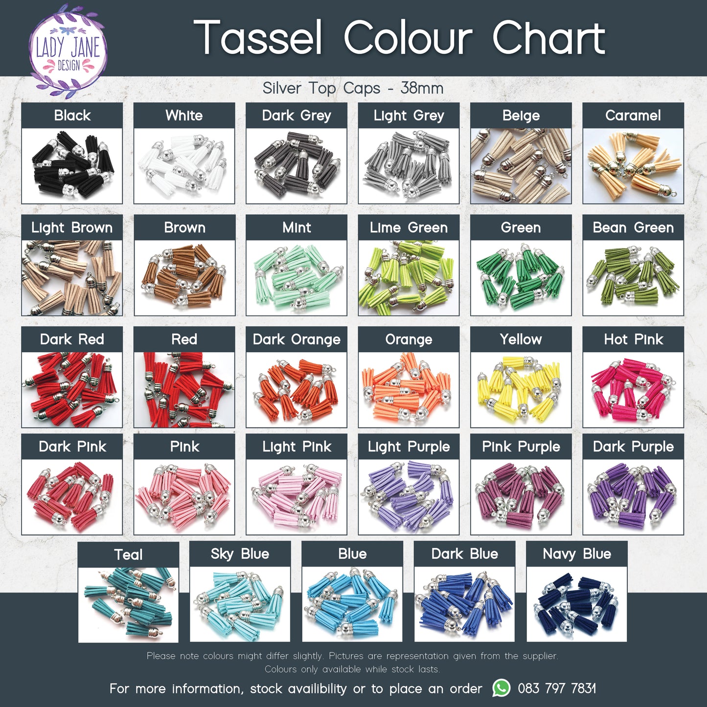 Tassels - 25 Pack (Assorted Colours Only)