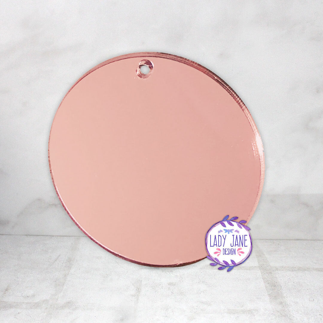 Rose Gold Mirror Acrylic Disc - 50mm