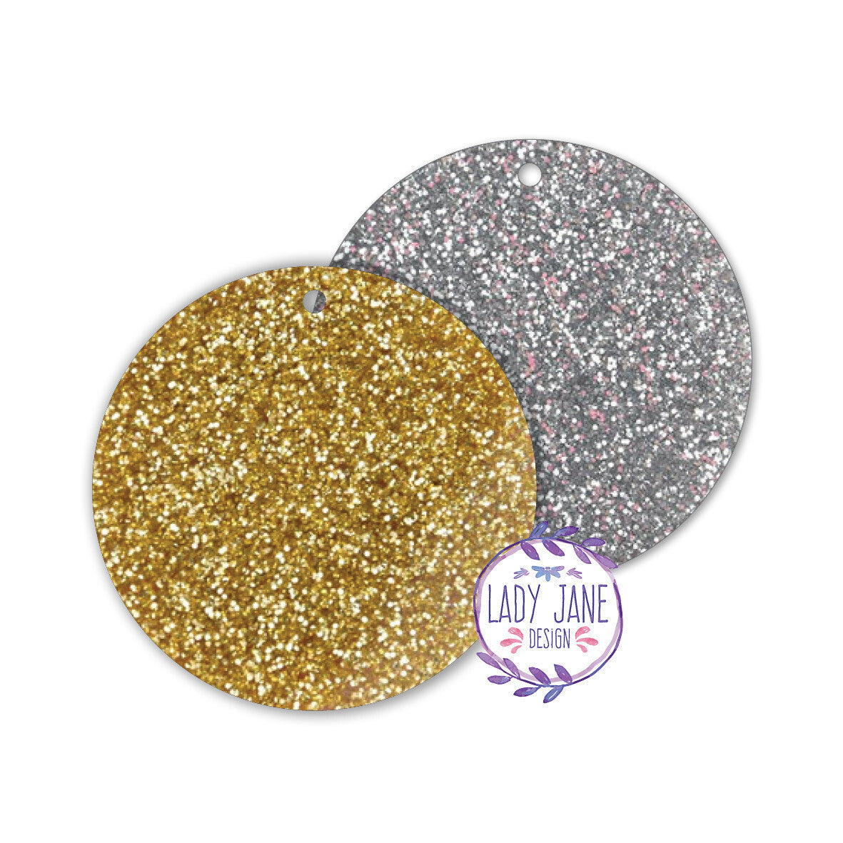 Acrylic Blank Disc (Gold OR Silver Glitter) - 1 Unit