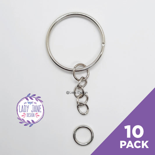 Budget Silver Keychains with Jump Ring - 10 Pack