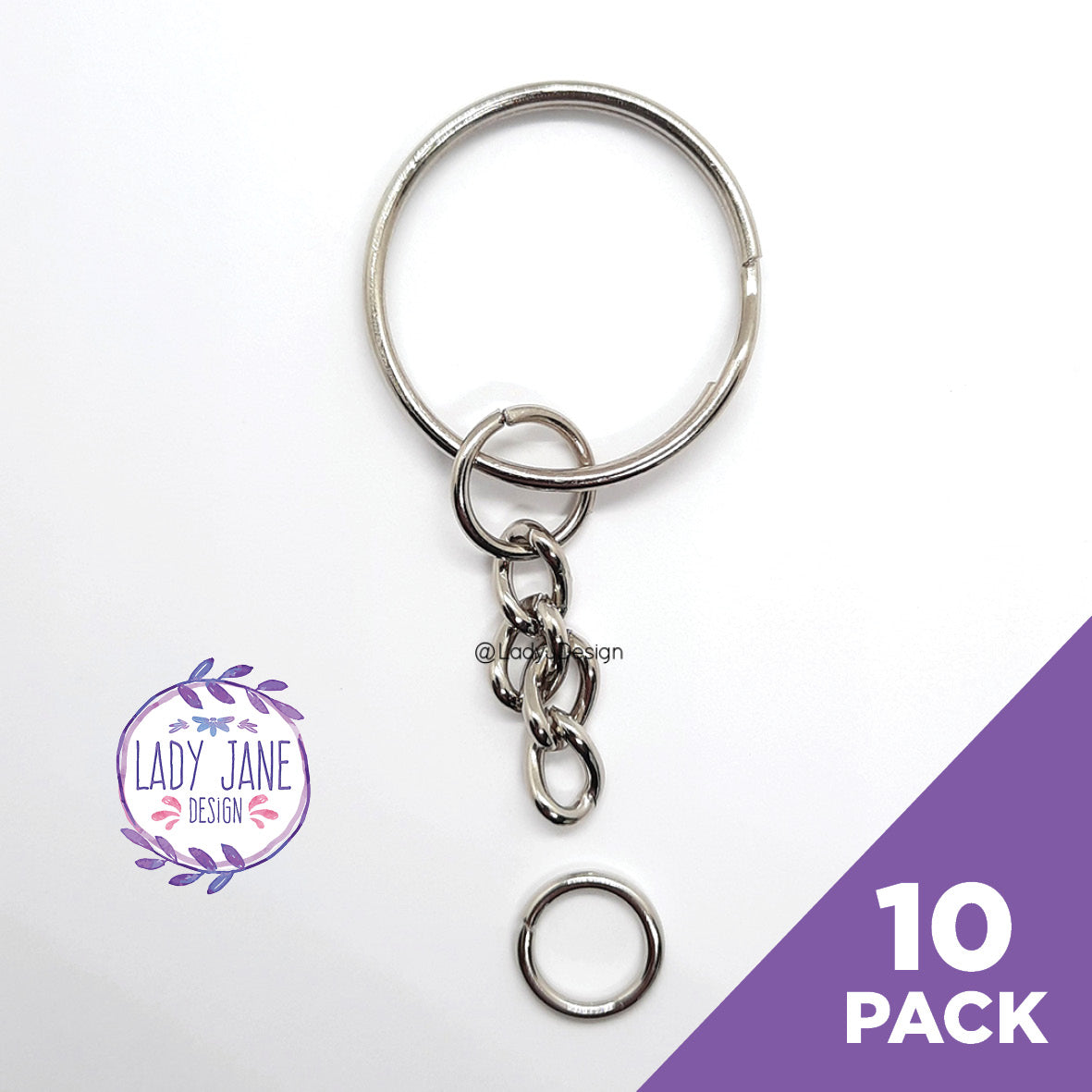 Silver Keychain - Strong Chain - 10 Pack