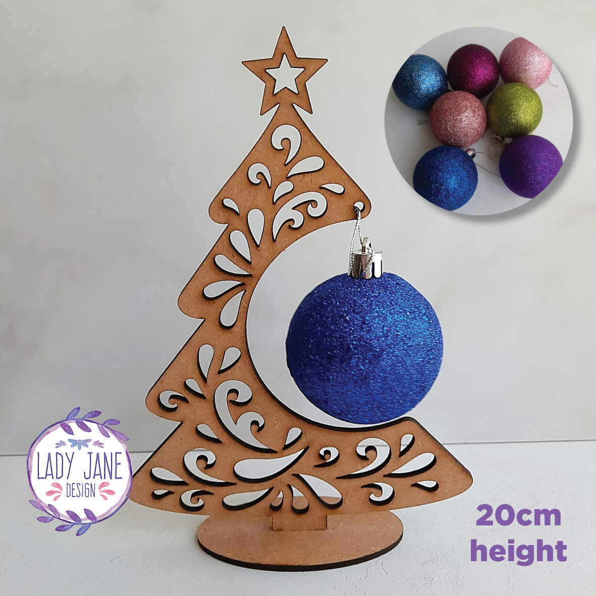 Wooden Christmas Tree with Bauble