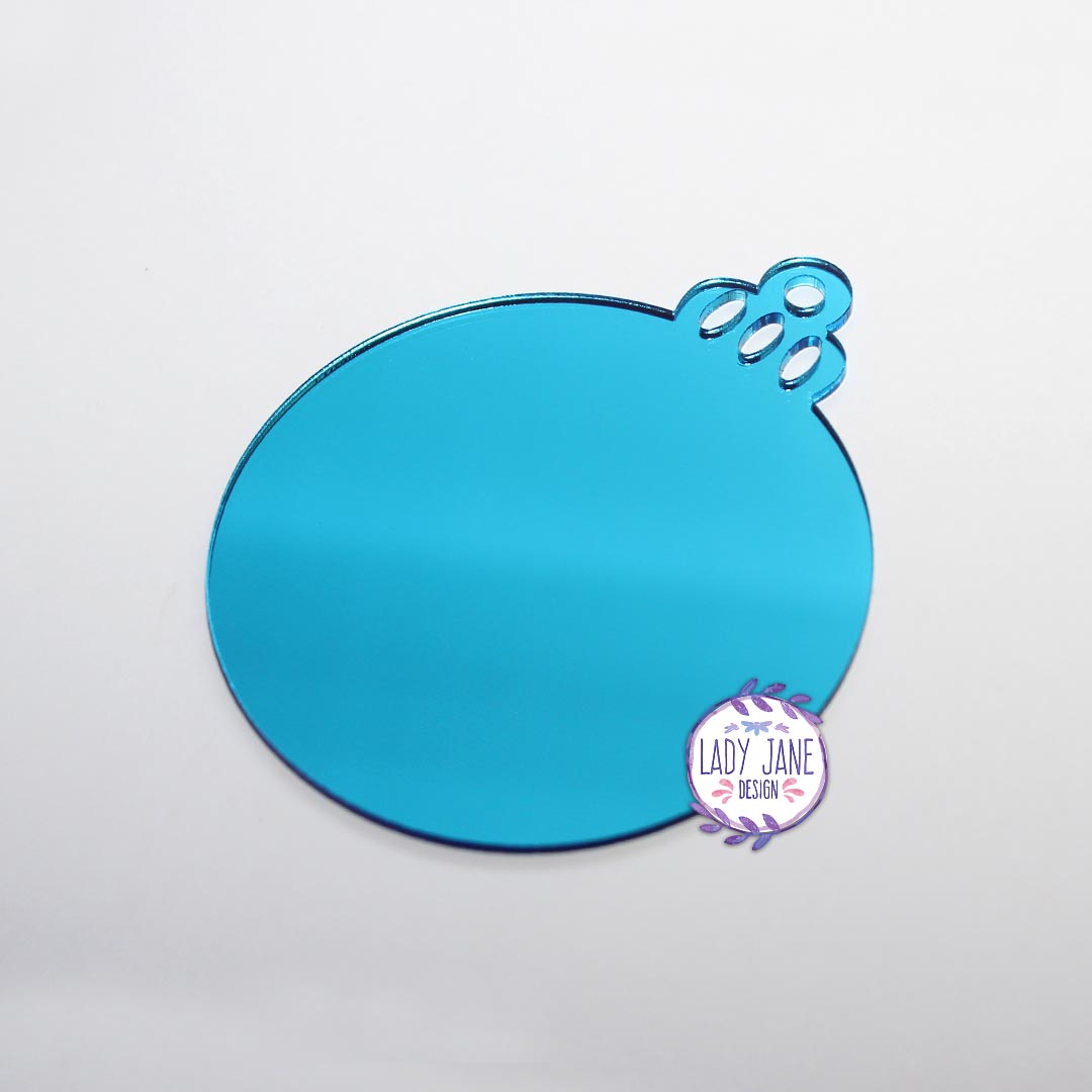 Christmas Bauble Blank - Blue Mirror