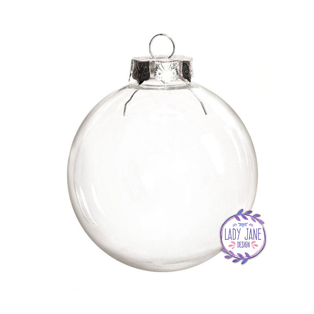 Clear Bauble with Silver top - 6cm